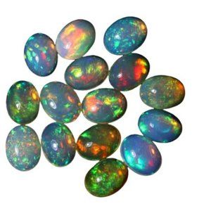 Genuine Ethiopian Opal,White Opal,Multi Fire , Rainbow Opal, 5 Pcs Cabochon Lot